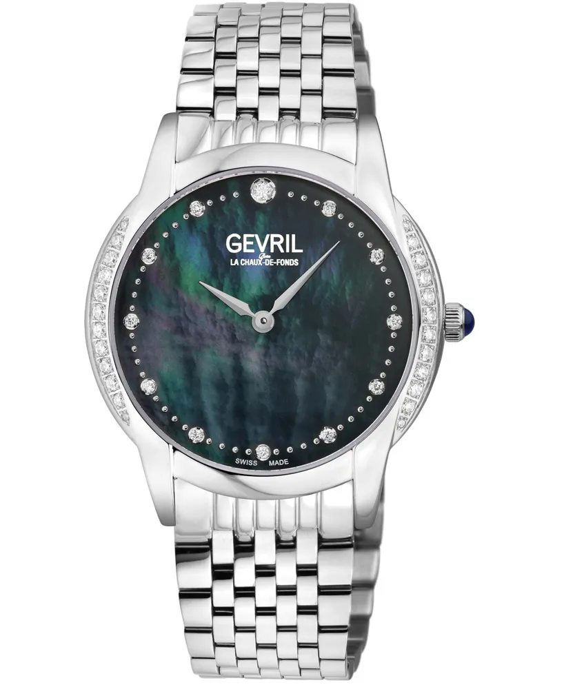 Gevril Women's Airolo Swiss Quartz Silver-Tone Stainless Steel Watch 36mm