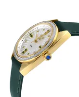 GV2 by Gevril Women's Palermo Swiss Quartz Green Faux Leather Watch 35mm