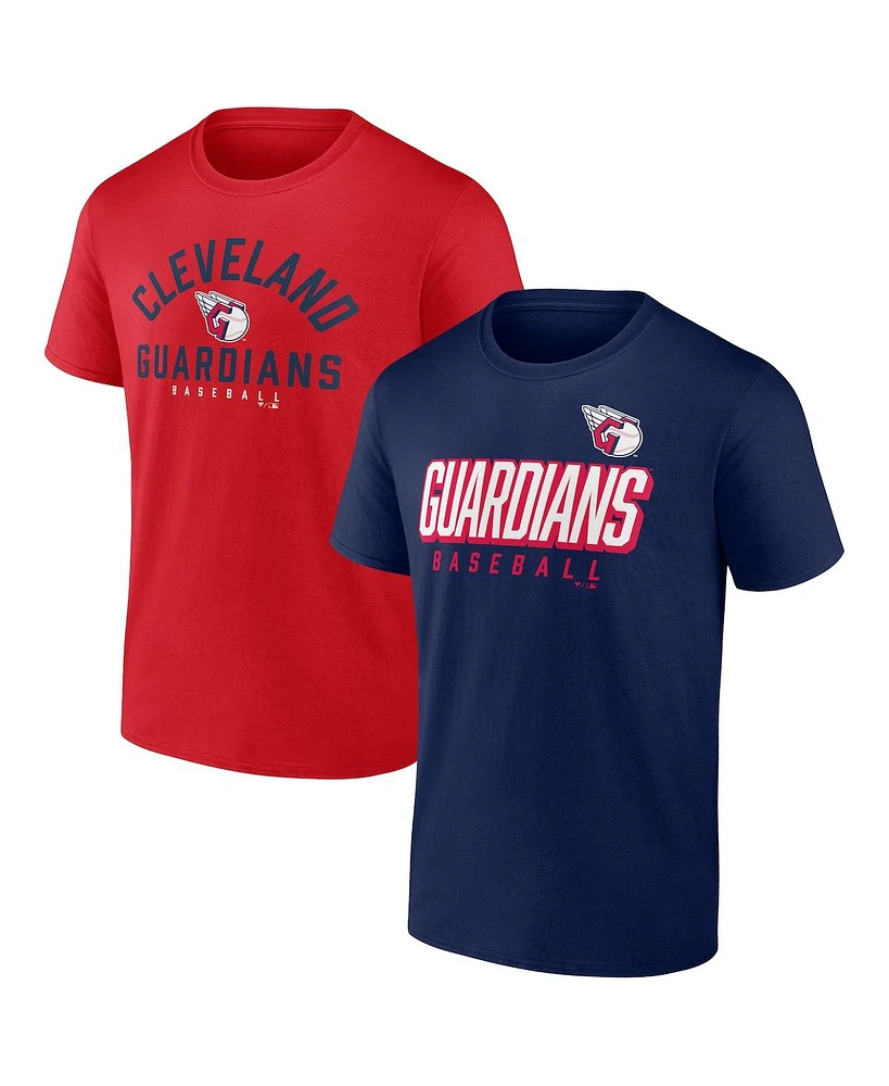 Men's Fanatics Navy, Red Cleveland Guardians Player Pack T-shirt Combo Set