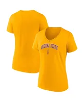 Women's Fanatics Gold Arizona State Sun Devils Evergreen Campus V-Neck T-shirt