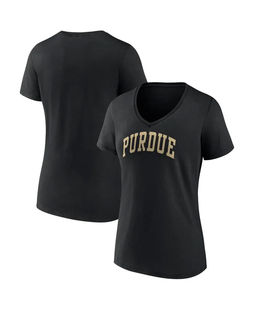 Women's Fanatics Black Purdue Boilermakers Basic Arch V-Neck T-shirt