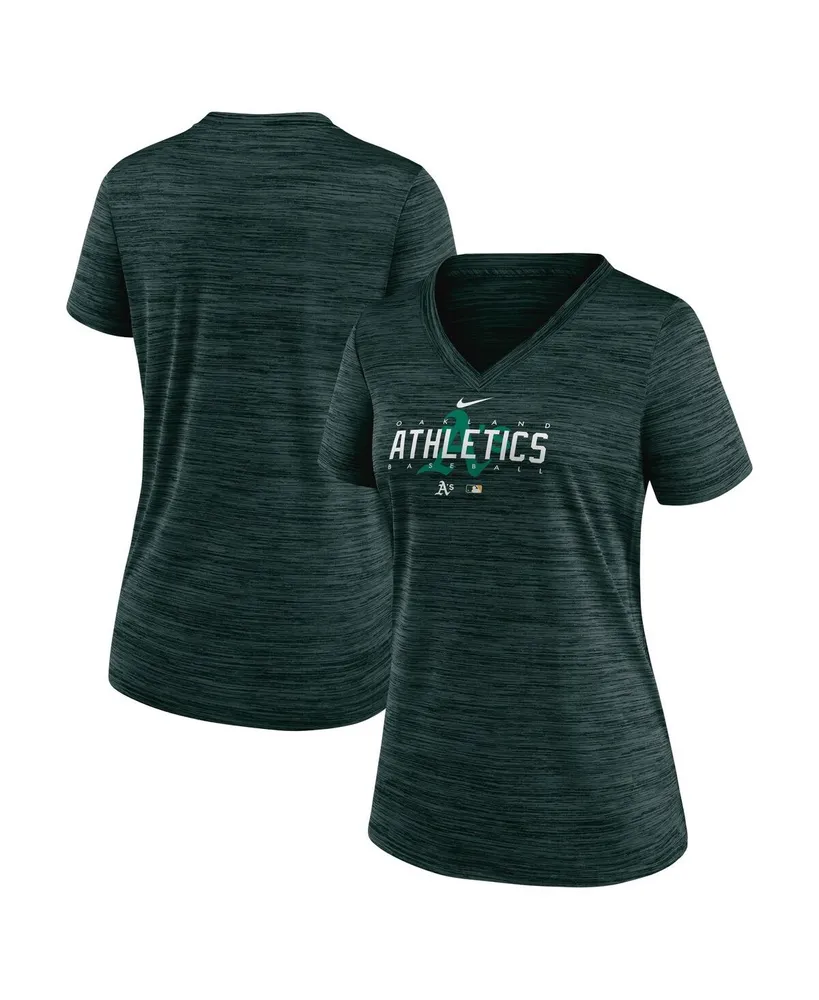 Women's Nike Green Oakland Athletics Authentic Collection Velocity Practice Performance V-Neck T-shirt