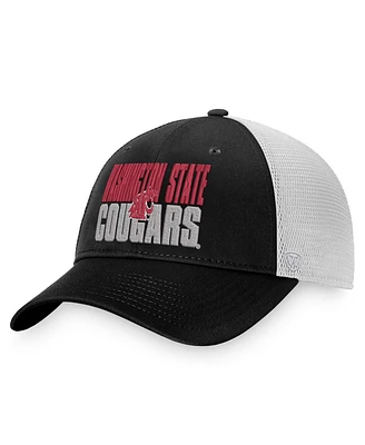 Men's Top of the World Black, White Washington State Cougars Stockpile Trucker Snapback Hat