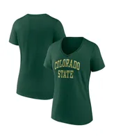 Women's Fanatics Green Colorado State Rams Basic Arch V-Neck T-shirt