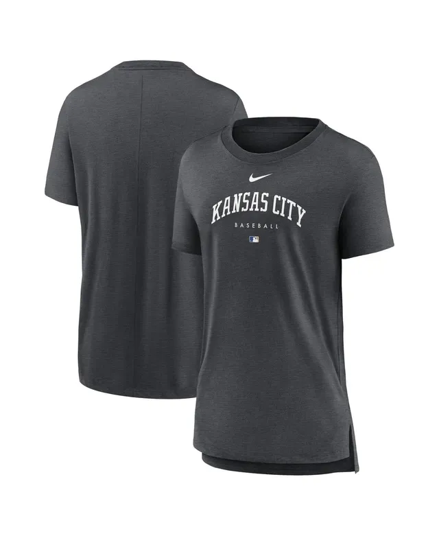 Women's Nike Light Blue/Heathered Royal Kansas City Royals Cooperstown  Collection Rewind Raglan T-Shirt