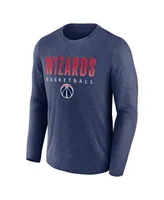 Men's Fanatics Heathered Navy Washington Wizards Where Legends Play Iconic Practice Long Sleeve T-shirt