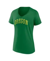 Women's Fanatics Green Oregon Ducks Basic Arch V-Neck T-shirt