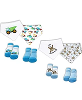 Baby Mode Boys Closure Bibs and Socks, 8 Piece Set