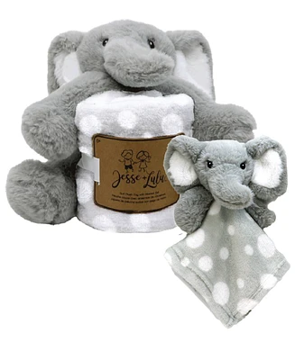 Jesse & Lulu Baby Boys Plush Toy with Blanket and Nunu, 3 Piece Set