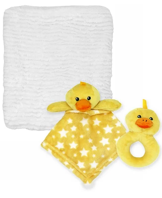 Jesse & Lulu Baby Boys or Baby Girls Ridged Plush Blanket, 3 Piece Set