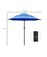 Outsunny 104.25" 3-Tier Patio Umbrella, Outdoor Market Umbrella with Crank and Push Button Tilt for Deck, Backyard and Lawn