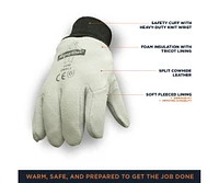 RefrigiWear Men's Fleece Lined Insulated Leather Gloves