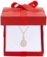 Diamond Round & Baguette Teardrop Cluster 18" Pendant Necklace (1/2 ct. t.w.)