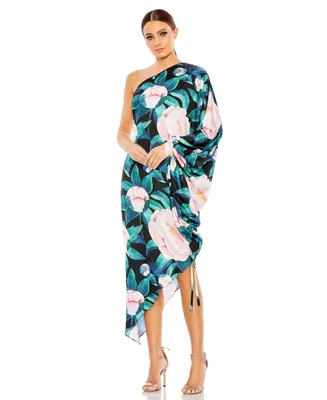 Women's Ieena Floral Print One Shoulder Cape Sleeve Dress
