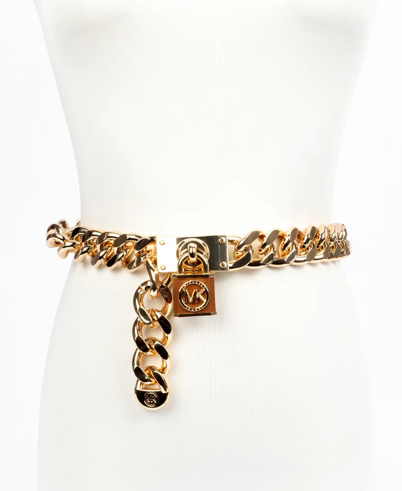 Michael Michael Kors Women's Mk Logo Metal Chain Belt - Gold