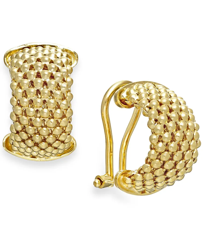 Italian Gold Mesh Hoop Earrings in 14k Gold Vermeil over Sterling Silver