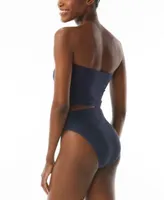 Carmen Marc Valvo Womens Textured Bandeau Bikini Crop Top Bottoms