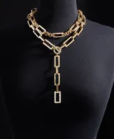 I.n.c. International Concepts Silver-Tone Pave Link Layered Lariat Necklace, 18" + 3" extender, Exclusively at Macy's