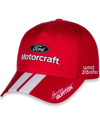 Men's Checkered Flag Sports Red, White Harrison Burton Motorcraft Uniform Adjustable Hat