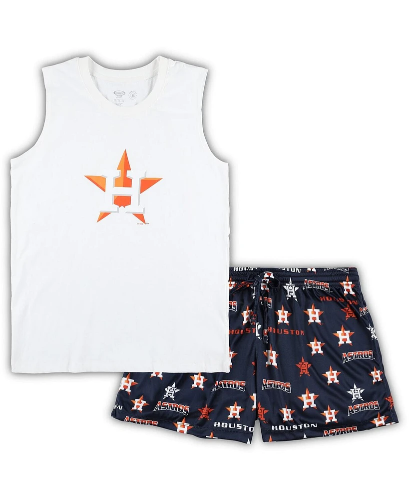 Women's Concepts Sport White, Navy Houston Astros Plus Tank Top and Shorts Sleep Set