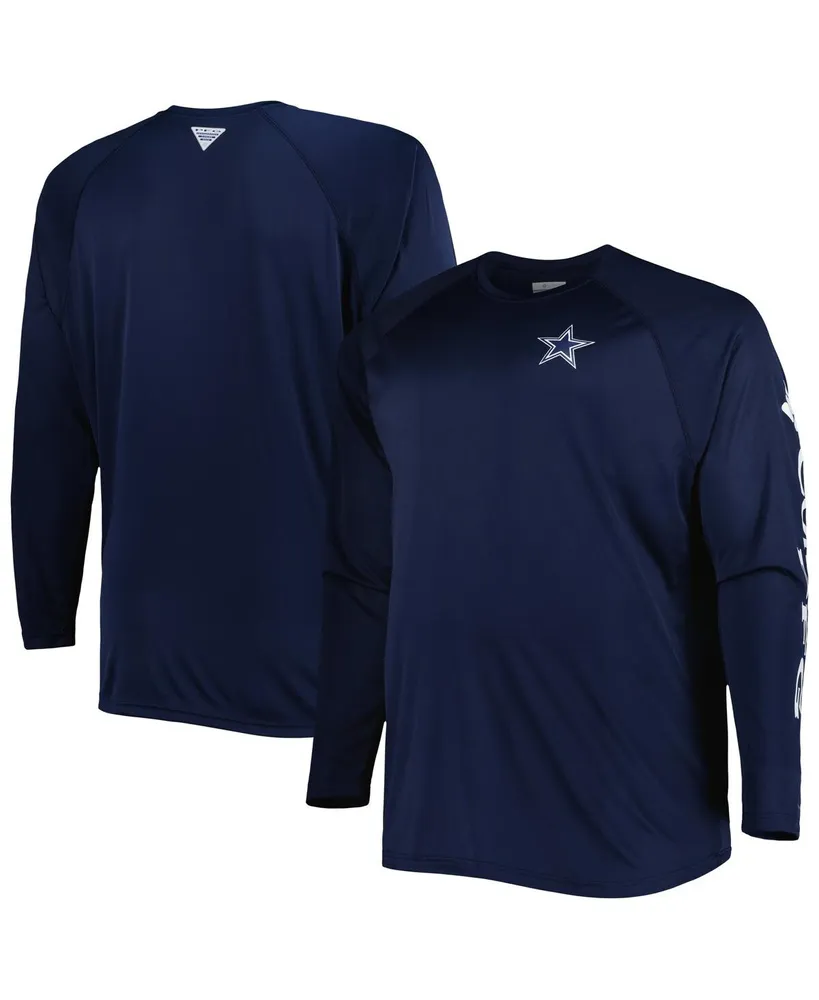 Men's Columbia Navy Dallas Cowboys Terminal Tackle Omni-Shade Raglan Long Sleeve T-Shirt Size: Medium