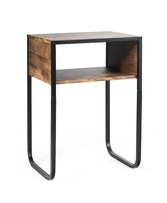 Side Table Industrial Coffee Table w/Metal Frame Rustic End Table Nightstand