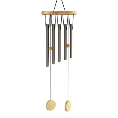 Metal and Wood Wind Chimes - 34.5-Inch Tuned Metal Chimes - Soothing Tones for Garden, Patio, Porch, or Outdoor Decor by Pure Garden (Bronze Finish)