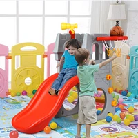 Costway Children Climber Slide Set w/ Basketball Hoop and Telescope Toy Indoor & Outdoor