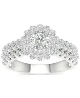 Diamond Double Halo Multi-Row Engagement Ring (1-1/2 ct. t.w.) in 14k White Gold