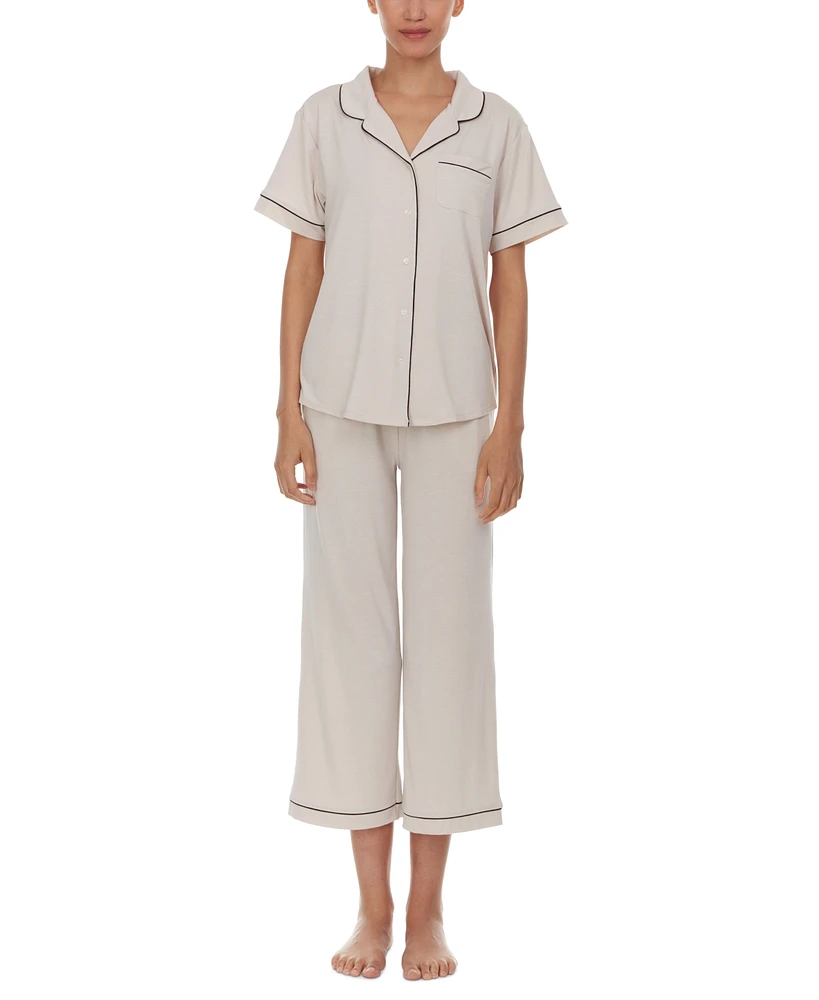 Flora by Nikrooz Women's Annie Notch Top and Capri Pajama 2 Piece Set