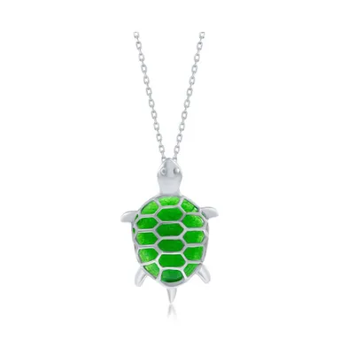 Sterling Silver Jade Turtle Necklace