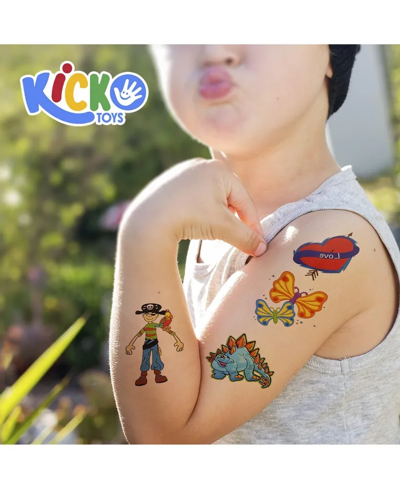 Kicko Tattoo Assortment - 720 Pc Colorful Tattoos - Temporary Tattoos Assortment - Includes Dinosaur, Pirates, Animals, Flowers and etc.