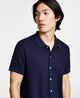 Guess Men's Pointelle Short Sleeve Knit Shirt