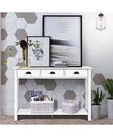 47'' Console Table Hall Table Side Desk Accent Table Drawers Shelf Entryway