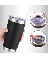 Zulay Kitchen 20oz Stainless Steel Tumbler With Lid and Straw - Sweat-Free Travel Coffee Mug Cups