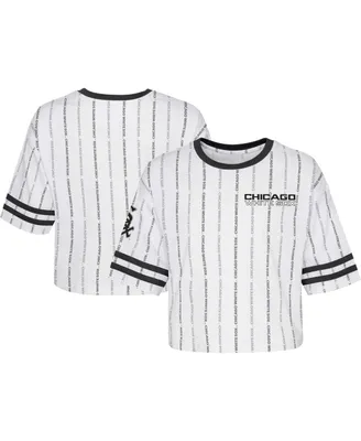 Big Girls White Chicago Sox Ball Striped T-shirt