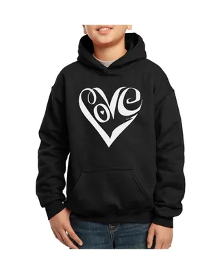 La Pop Art Boys Word Hooded Sweatshirt - Script Love Heart