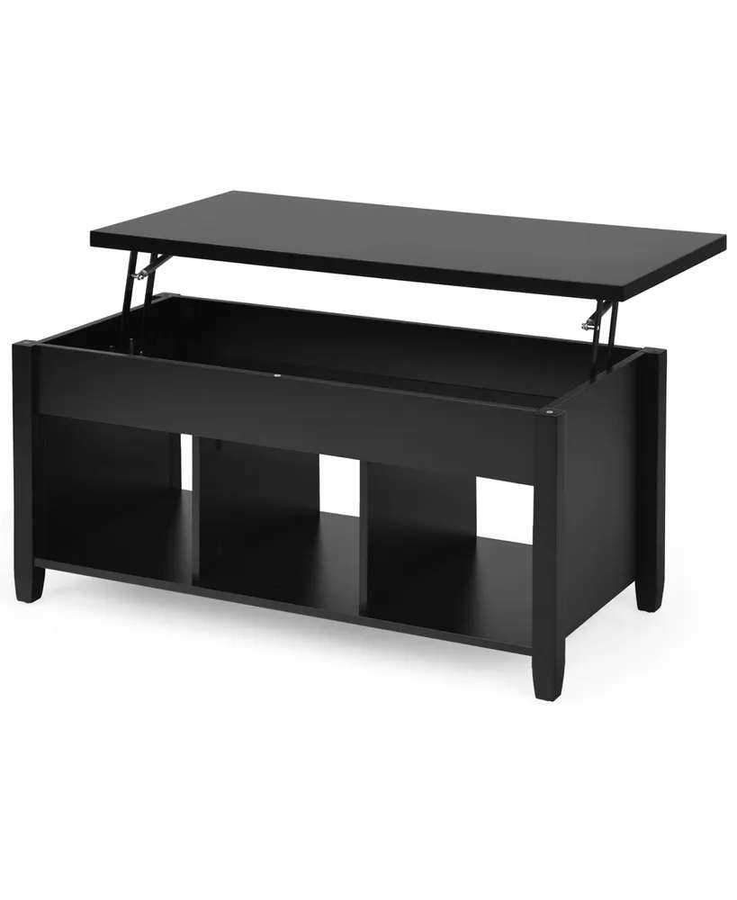 Lift Top Coffee Table w/ Hidden Compartment and Storage Shelves