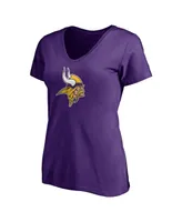 Women's Fanatics Justin Jefferson Purple Minnesota Vikings Player Icon Name and Number V-Neck T-shirt