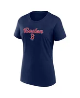 Women's Fanatics Navy, Gray Boston Red Sox Script T-shirt and Shorts Combo Set