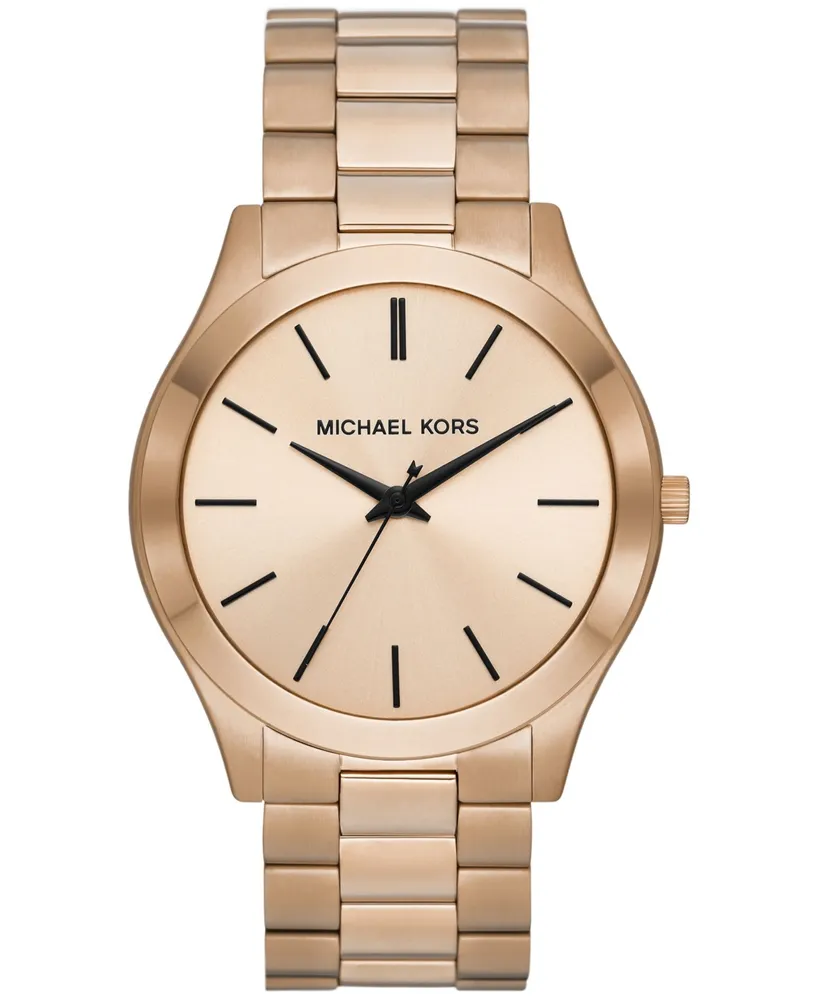 Michael Kors Men's Slim Runway Quartz Three-Hand Beige Gold-Tone Stainless Steel Watch 44mm - Beige Gold