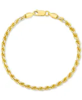 Men's Two-Tone Rope Link Chain Bracelet in Sterling Silver & 14k Gold-Plate
