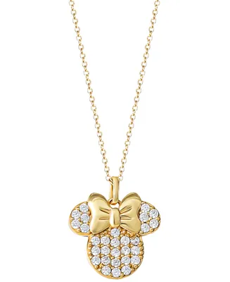 Disney Cubic Zirconia Minnie Mouse 18" Pendant Necklace in 18k Gold-Plated Sterling Silver