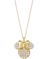 Disney Cubic Zirconia Minnie Mouse 18" Pendant Necklace in 18k Gold-Plated Sterling Silver