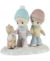 Precious Moments A Winter Walk is Warmer with You Bisque Porcelain Figurine