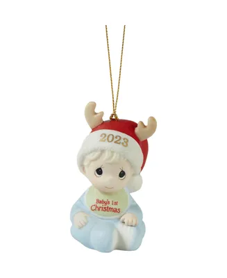 Precious Moments Baby's First Christmas 2023 Dated Boy Bisque Porcelain Ornament