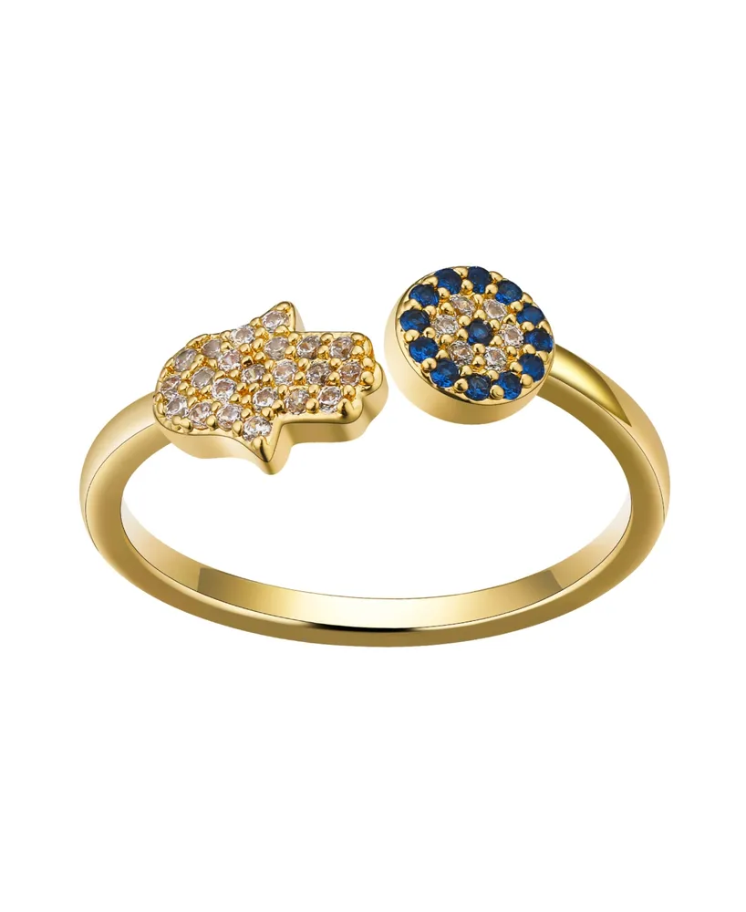 Unwritten Cubic Zirconia Hamsa and Blue Evil Eye Ring