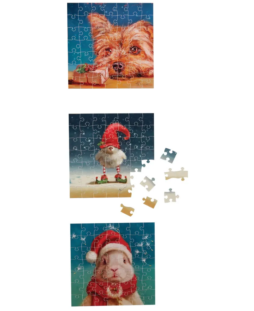 Eurographics Incorporated Christmas Animals Advent Calendar 24 Jigsaw Puzzles, 24 x 50 Pieces