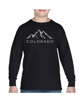 Big Boy's Word Art Long Sleeve T-shirt - Colorado Ski Towns