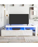 Simplie Fun Modern Style 16-Colored Led Lights Tv Cabinet, Uv High Gloss Surface Entertainment